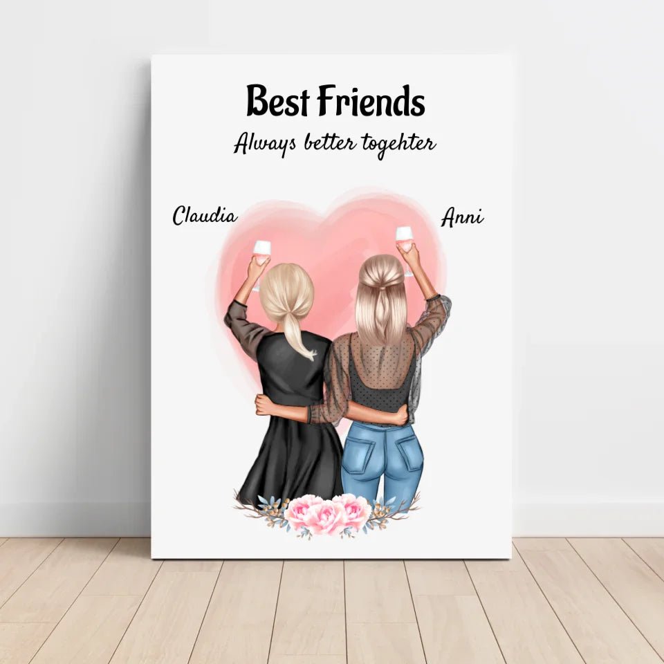 2 Freundinnen Poster Geschenk personalisiert - Cantty