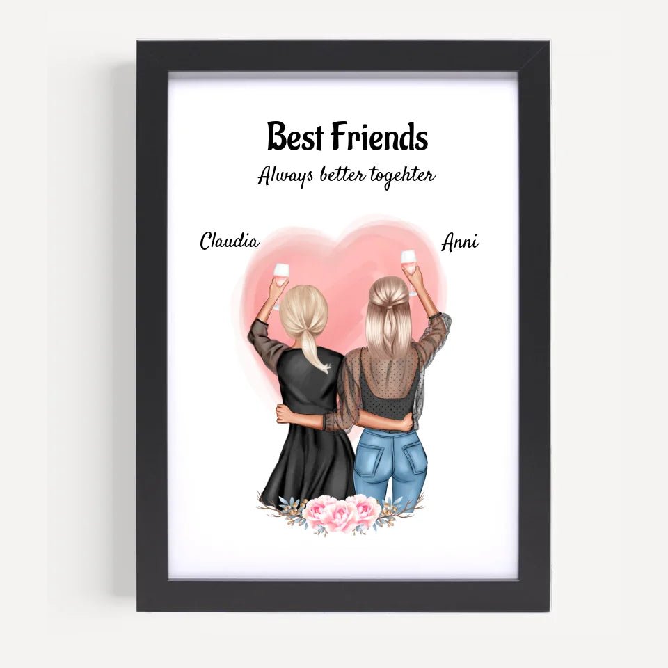 2 Freundinnen Poster Geschenk personalisiert - Cantty