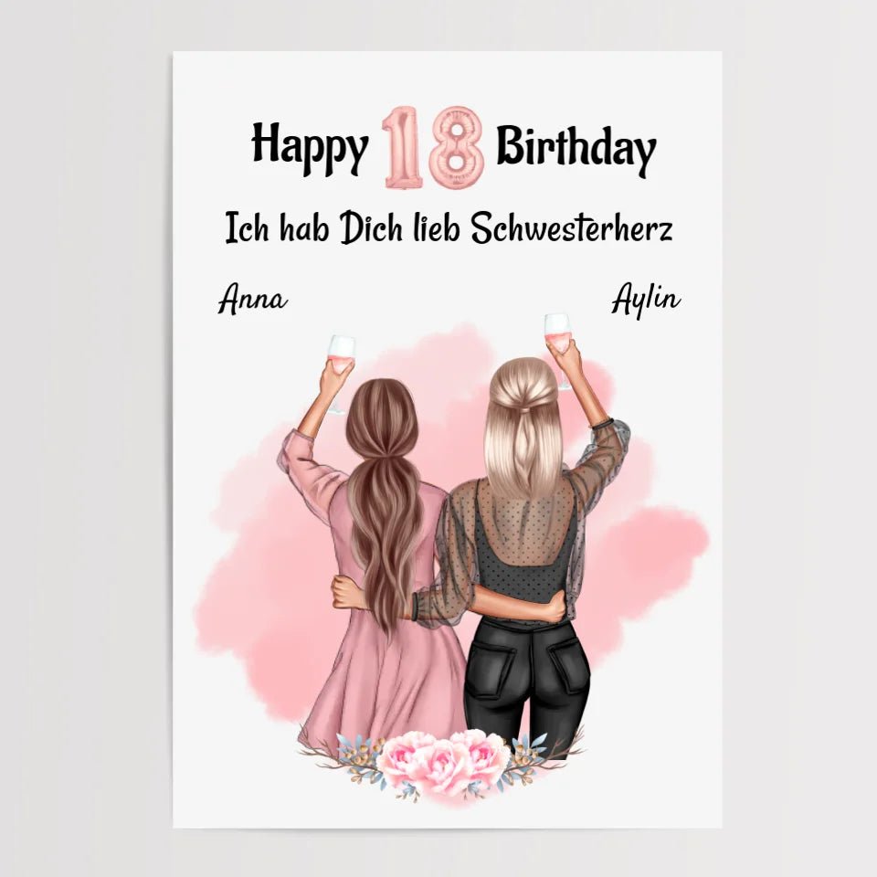 Schwester Geburtstagsgeschenk Poster personalisiert - Cantty