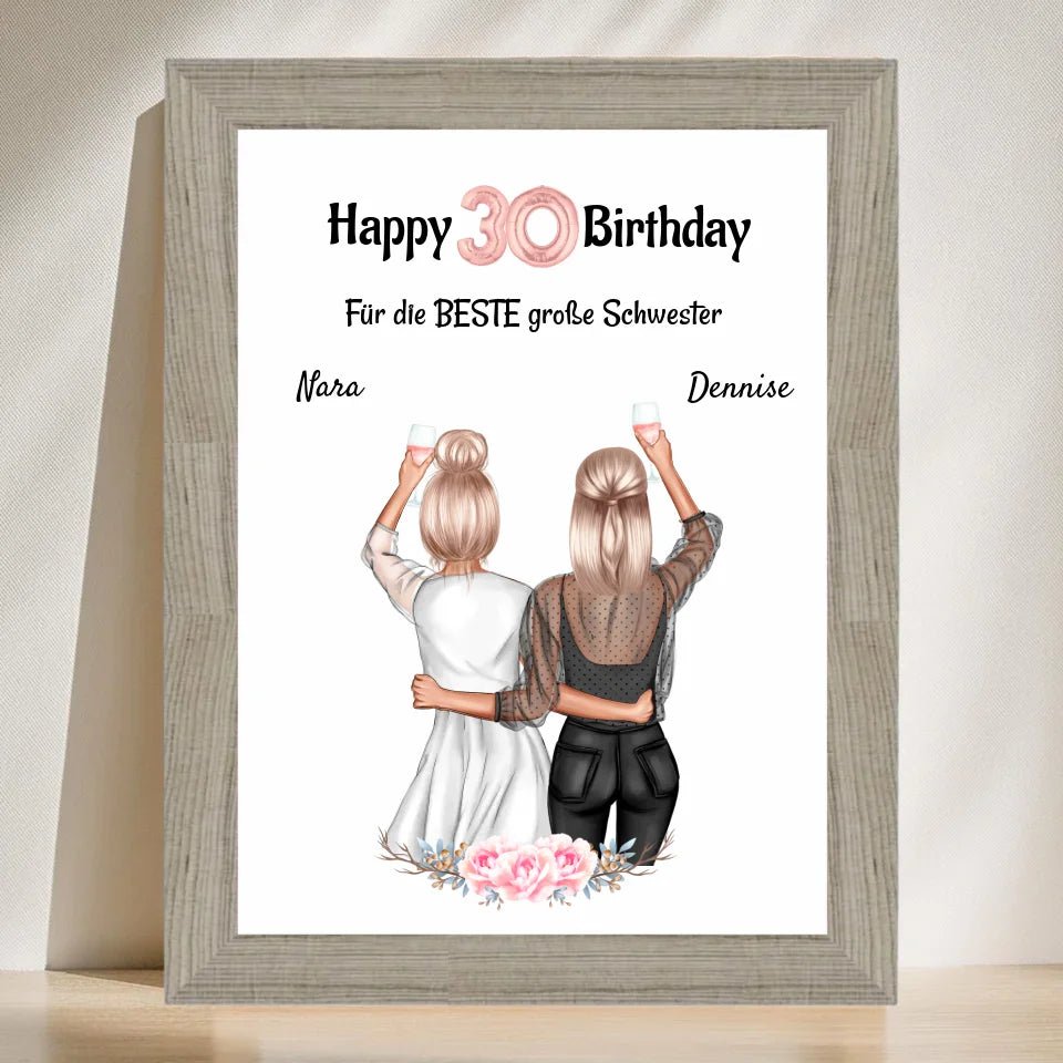 30 Geburtstag Geschenk Poster für Schwester personalisiert - Cantty