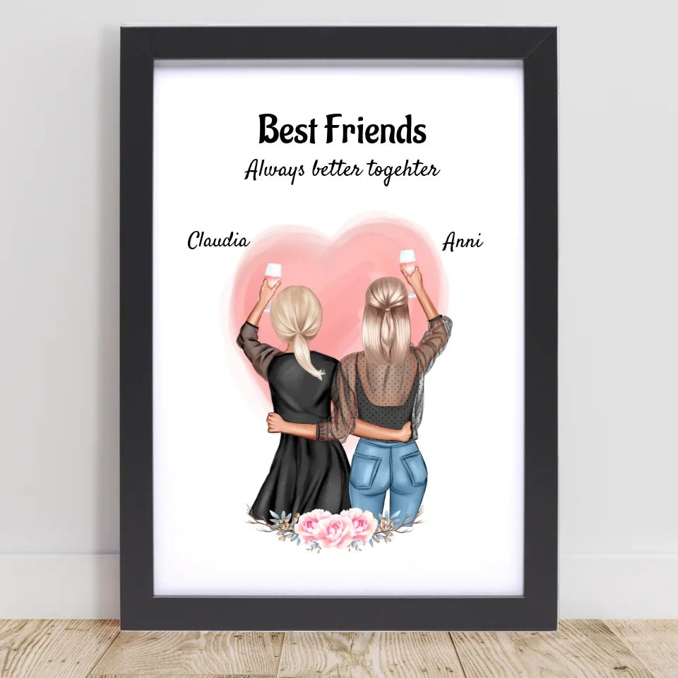 2 Freundinnen Poster Geschenk personalisiert - Cantty