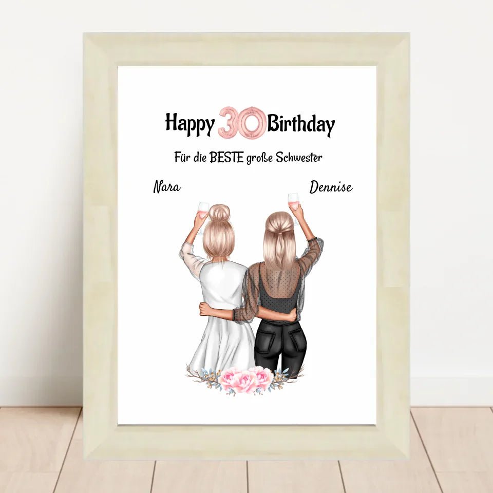 30 Geburtstag Geschenk Poster für Schwester personalisiert - Cantty