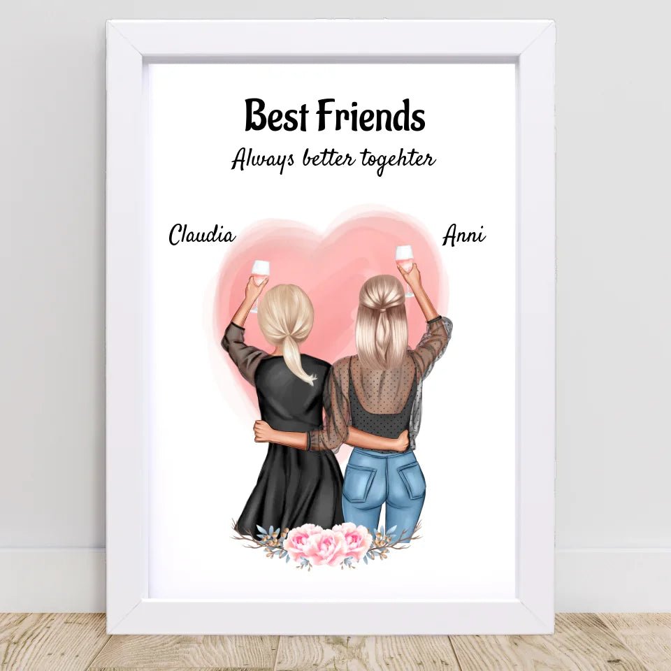 2 Freundinnen Poster Geschenk personalisiert - Cantty