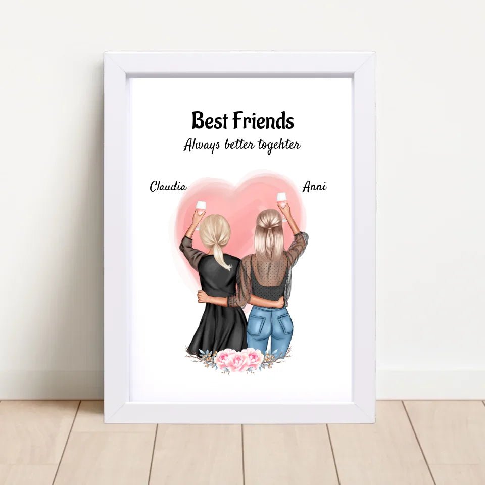2 Freundinnen Poster Geschenk personalisiert - Cantty