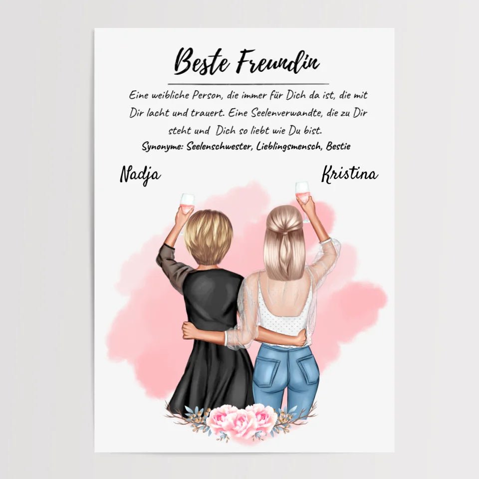 Beste Freundin Poster Geschenk personalisiert für 2 Personen - Cantty