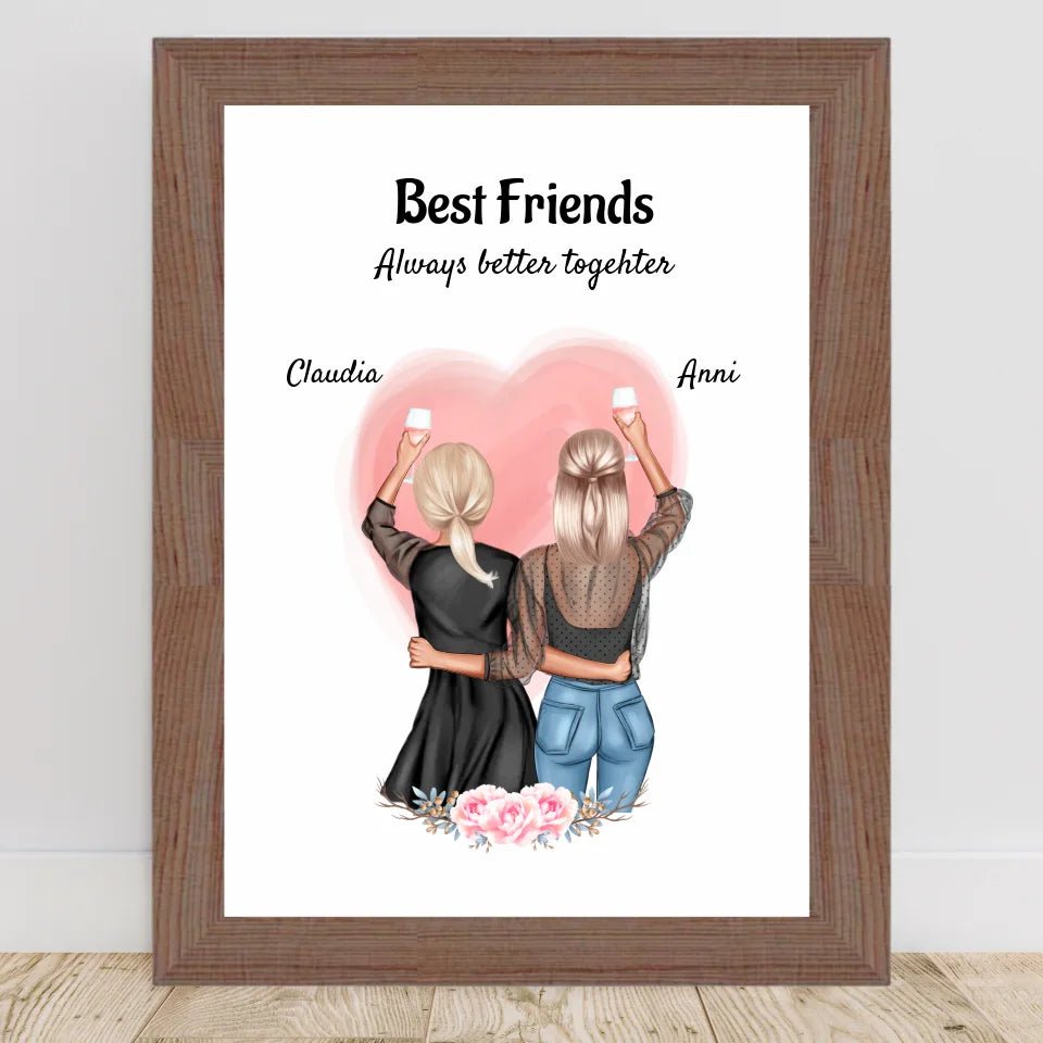 2 Freundinnen Poster Geschenk personalisiert - Cantty