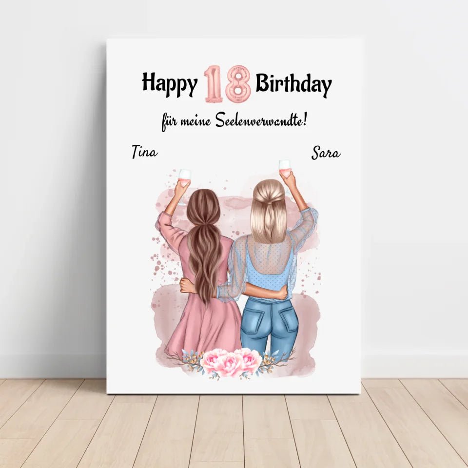 Beste Freundin 18 Geburtstag Geschenk Poster personalisiert - Cantty