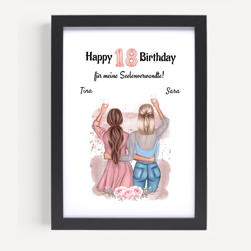 Beste Freundin 18 Geburtstag Geschenk Poster personalisiert - Cantty