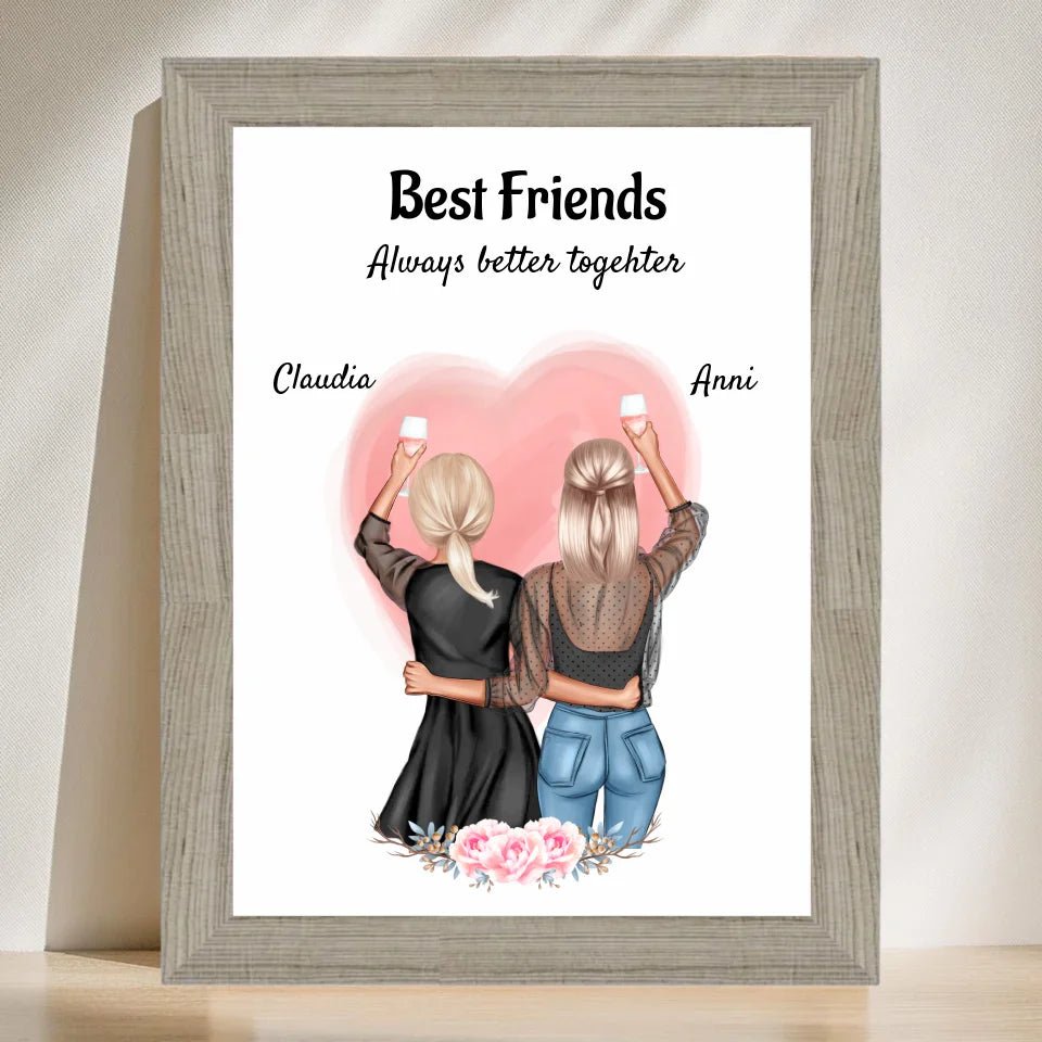 2 Freundinnen Poster Geschenk personalisiert - Cantty