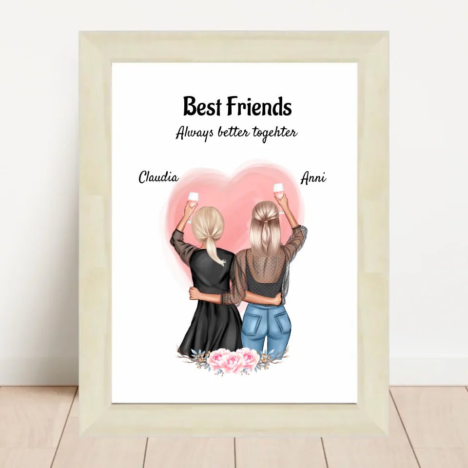 2 Freundinnen Poster Geschenk personalisiert - Cantty