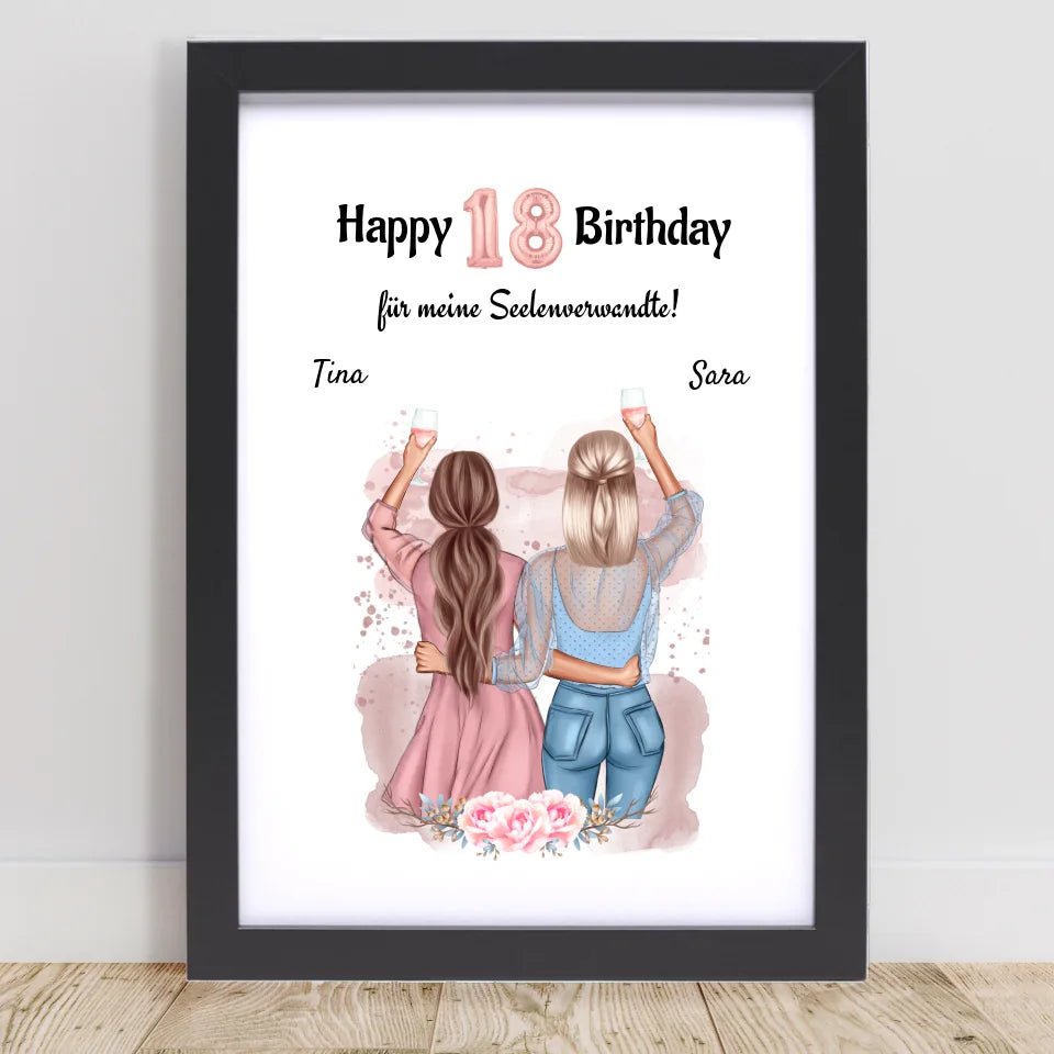 Beste Freundin 18 Geburtstag Geschenk Poster personalisiert - Cantty