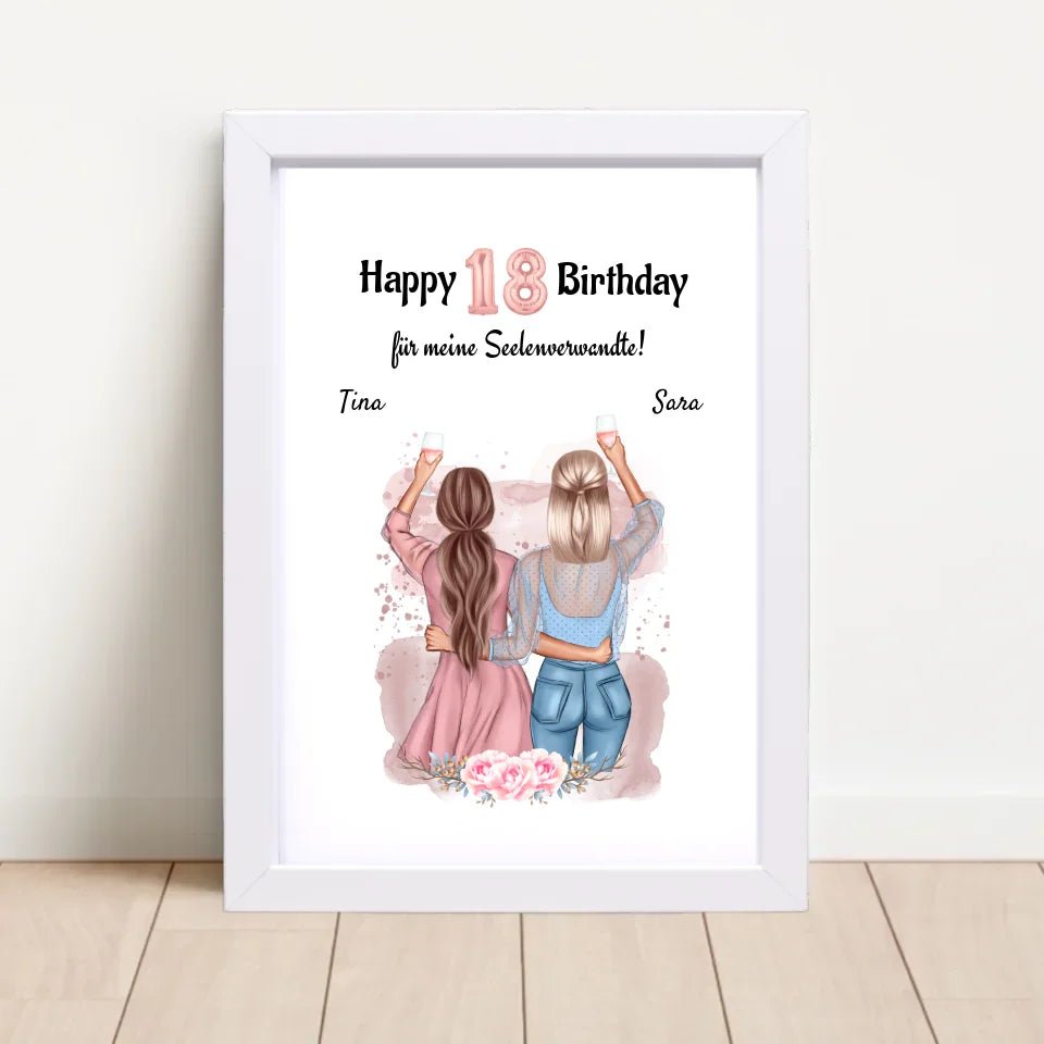 Beste Freundin 18 Geburtstag Geschenk Poster personalisiert - Cantty