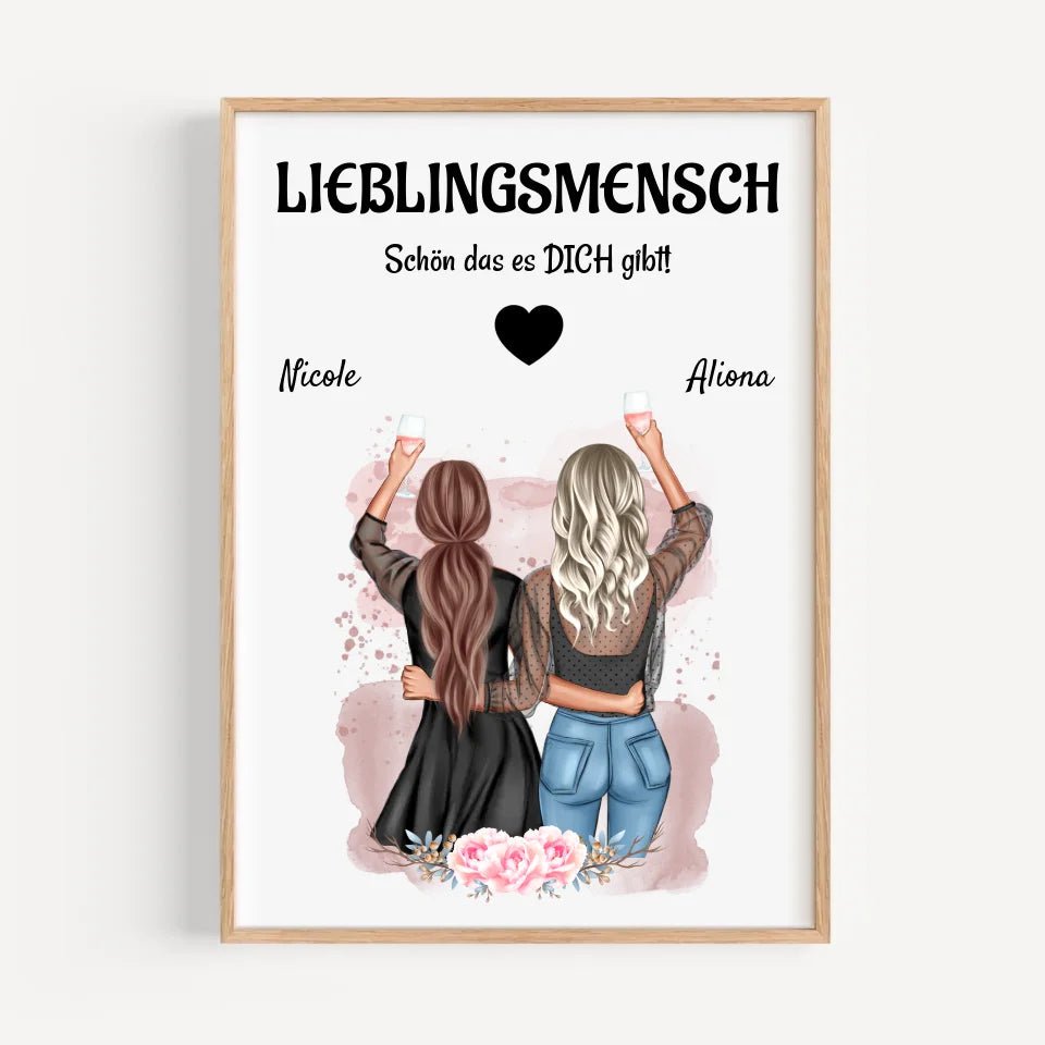 Lieblingsmensch beste Freundin Poster Geschenk personalisiert - Cantty
