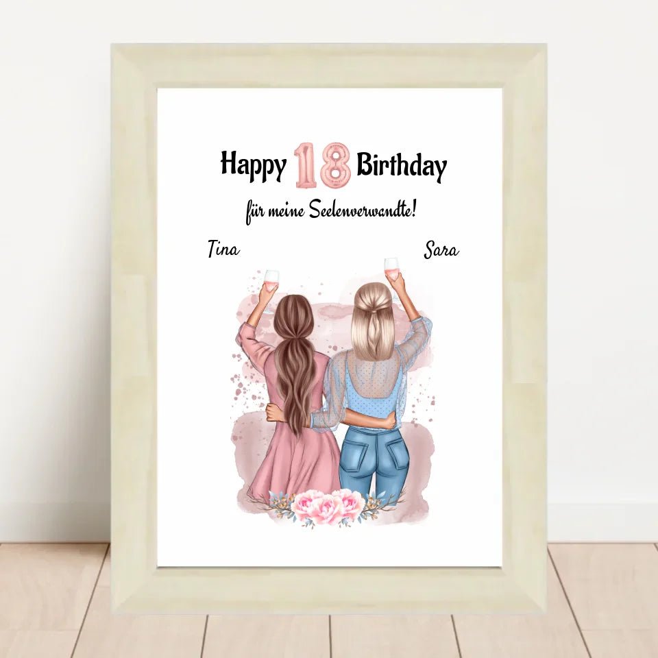 Beste Freundin 18 Geburtstag Geschenk Poster personalisiert - Cantty