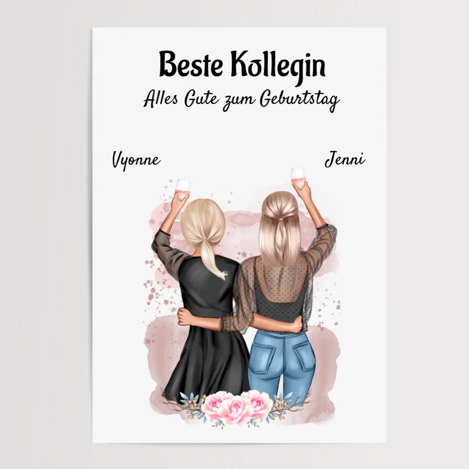 Beste Kollegin Geschenk Poster personlisiert - Cantty