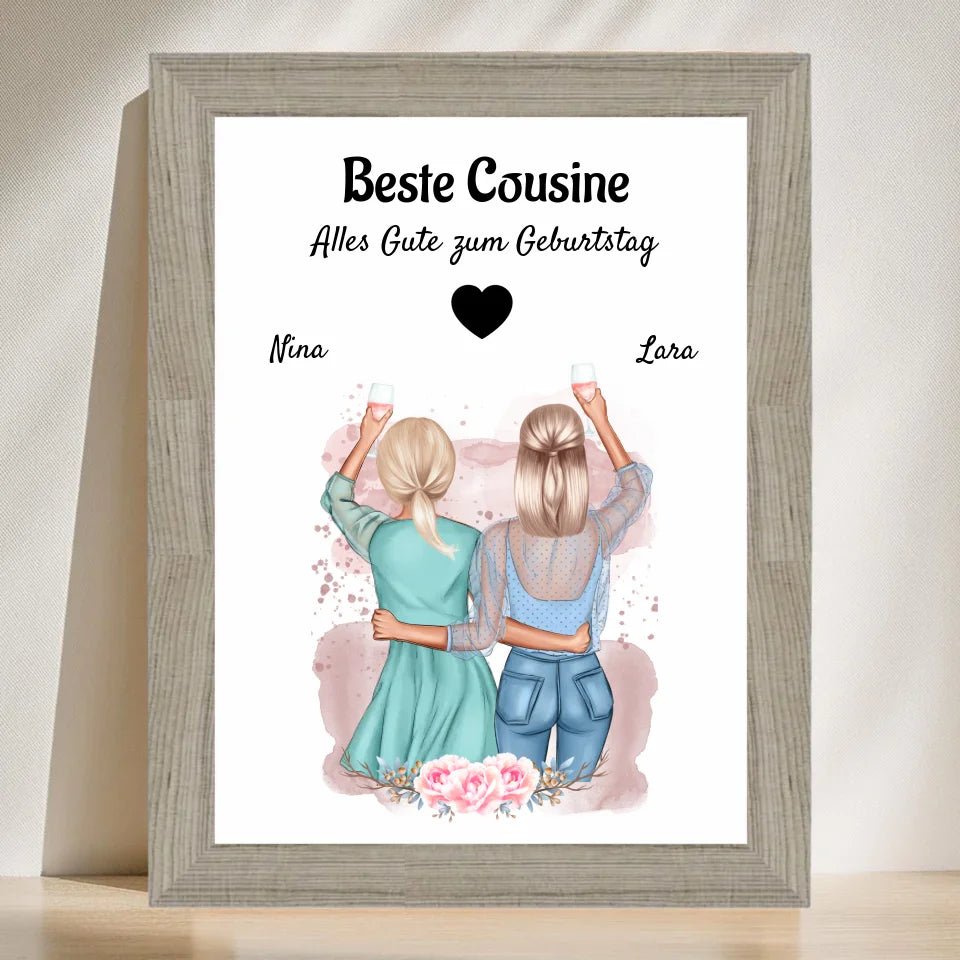Cousine Geschenk Poster zum Geburtstag gestalten - Cantty