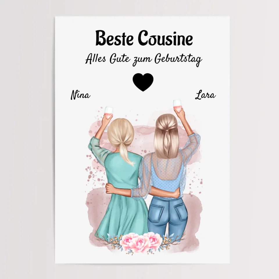 Cousine Geschenk Poster zum Geburtstag gestalten - Cantty