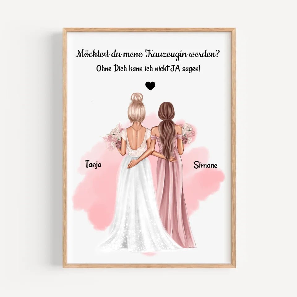 Trauzeugin Fragen Poster Geschenk mit Namen & Spruch personalisiert - Cantty