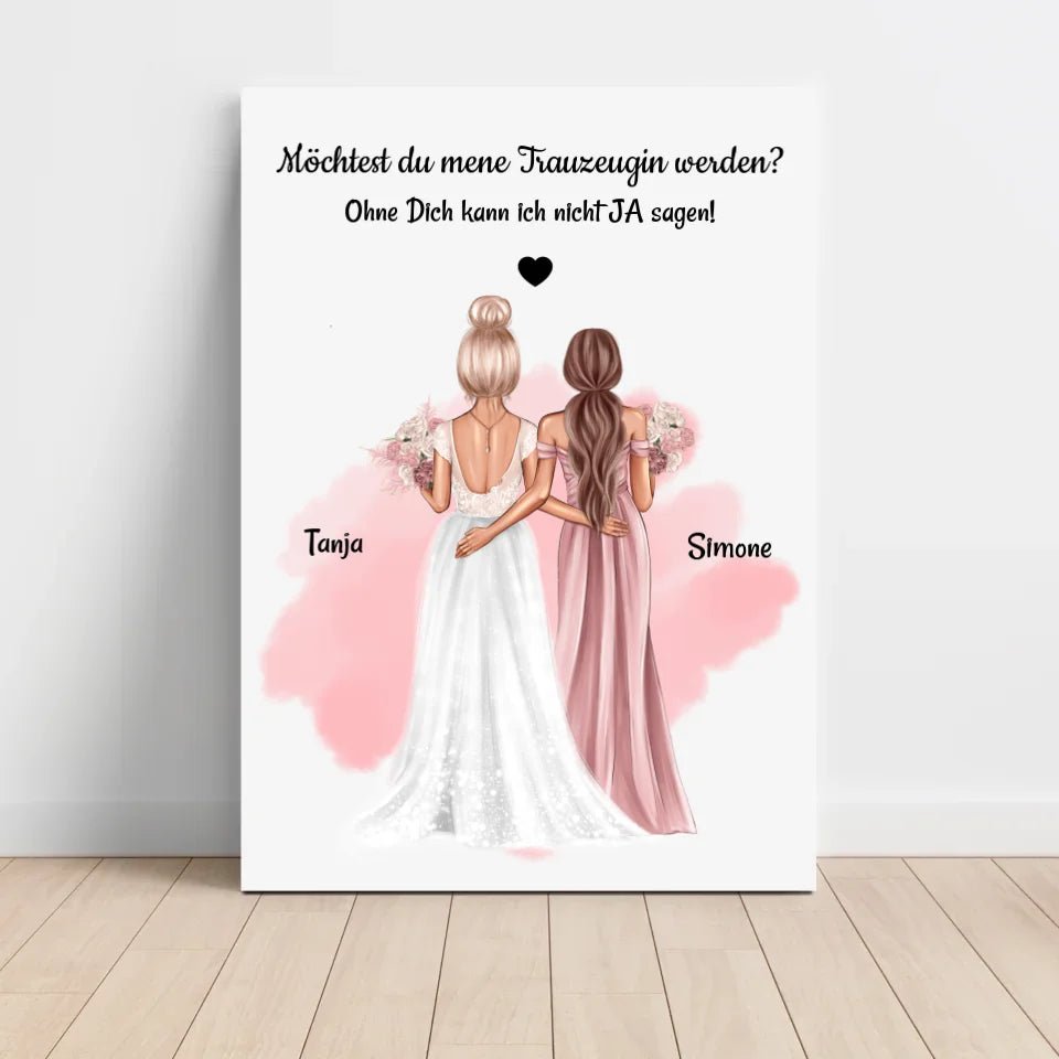 Trauzeugin Fragen Poster Geschenk mit Namen & Spruch personalisiert - Cantty