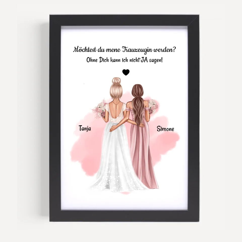 Trauzeugin Fragen Poster Geschenk mit Namen & Spruch personalisiert - Cantty