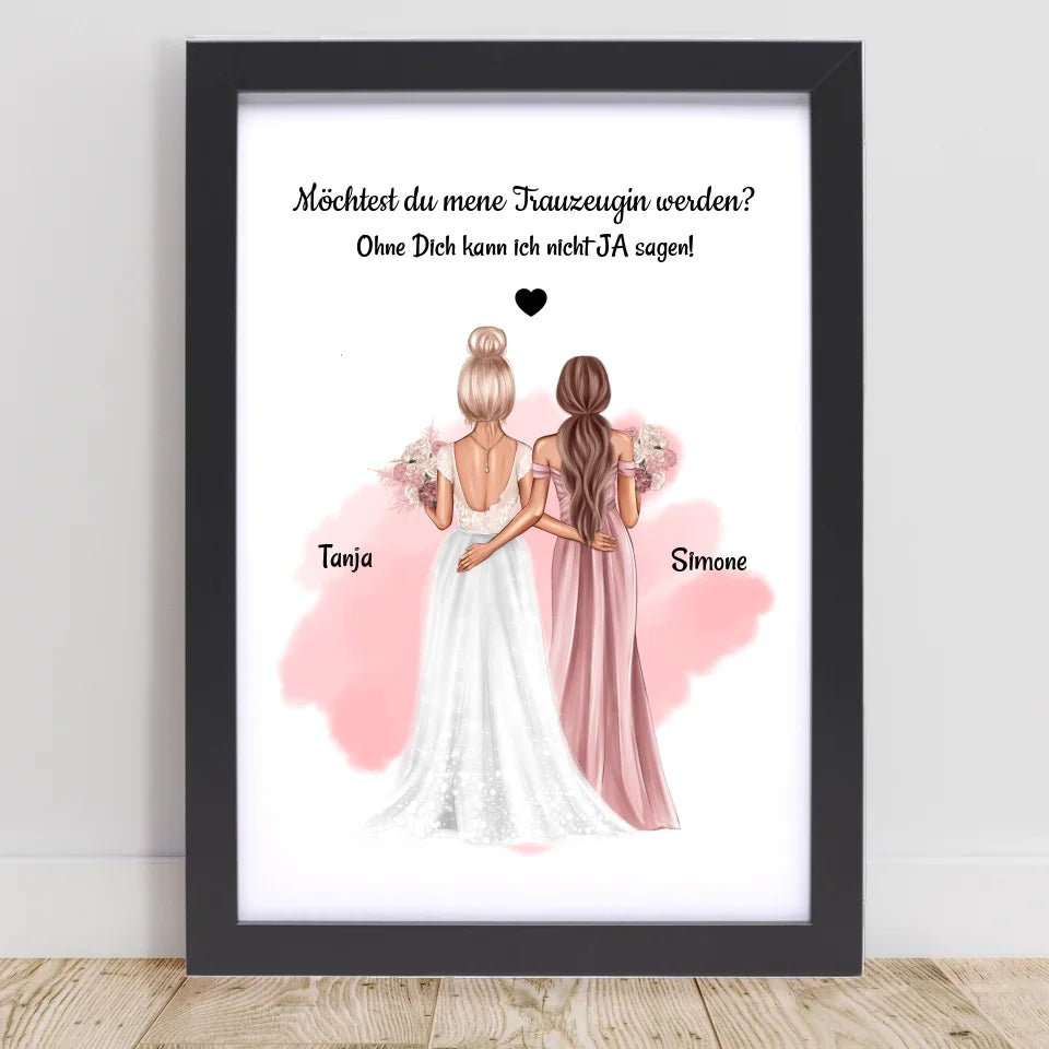 Trauzeugin Fragen Poster Geschenk mit Namen & Spruch personalisiert - Cantty