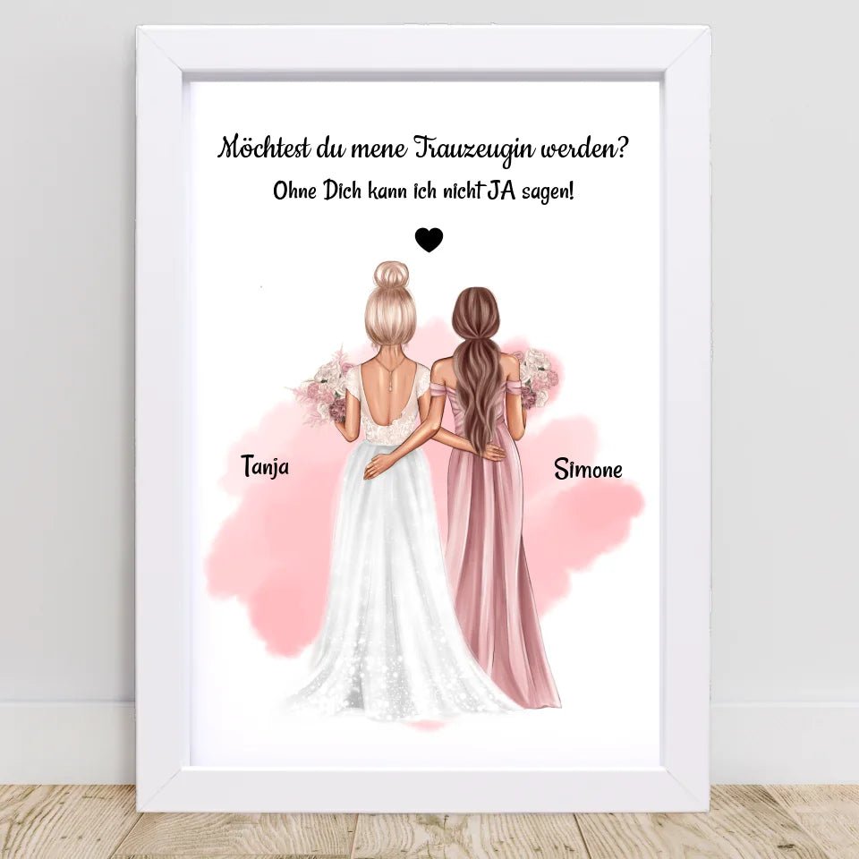Trauzeugin Fragen Poster Geschenk mit Namen & Spruch personalisiert - Cantty