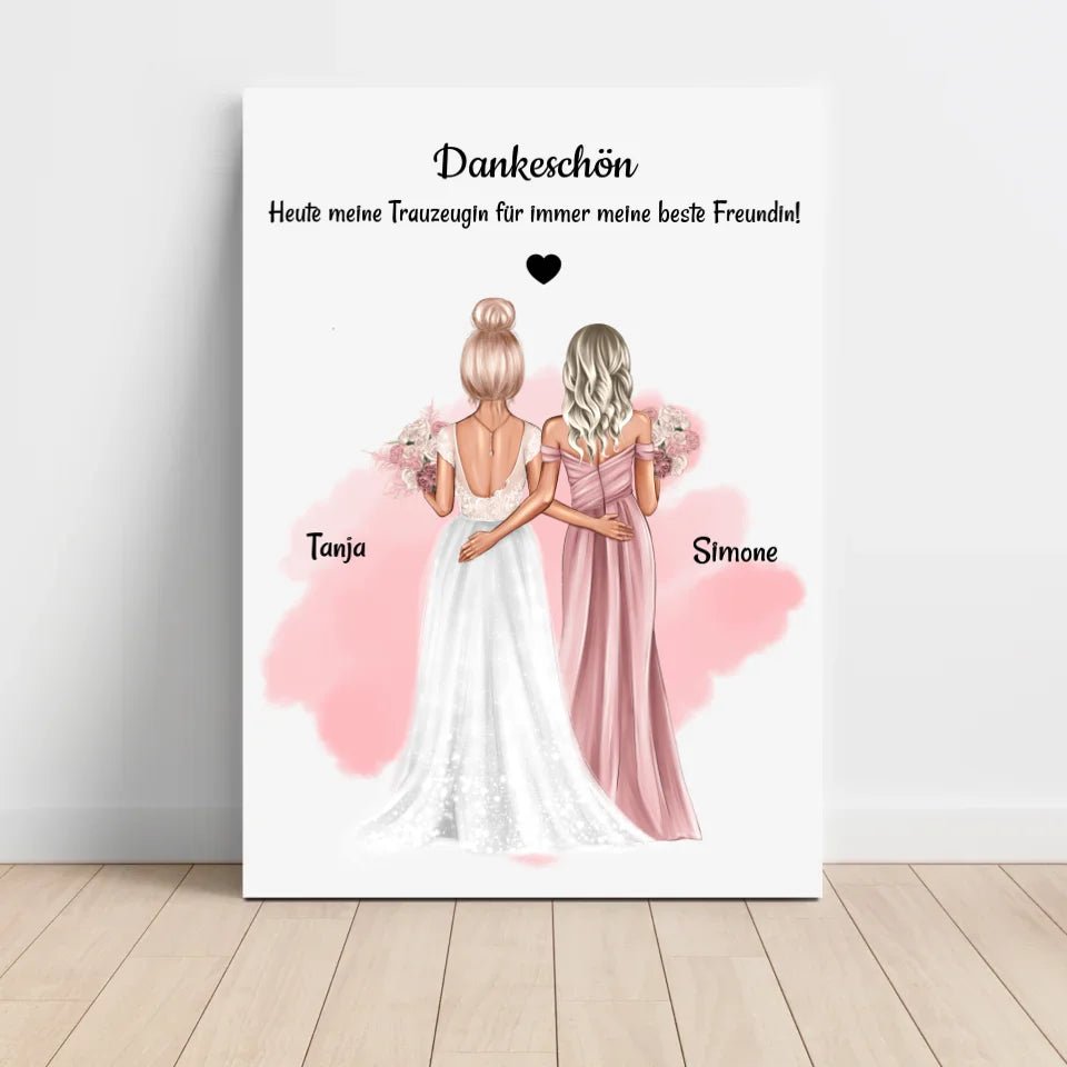 Dankeschön Bild für Trauzeugin Geschenk von Braut personalisiert - Cantty