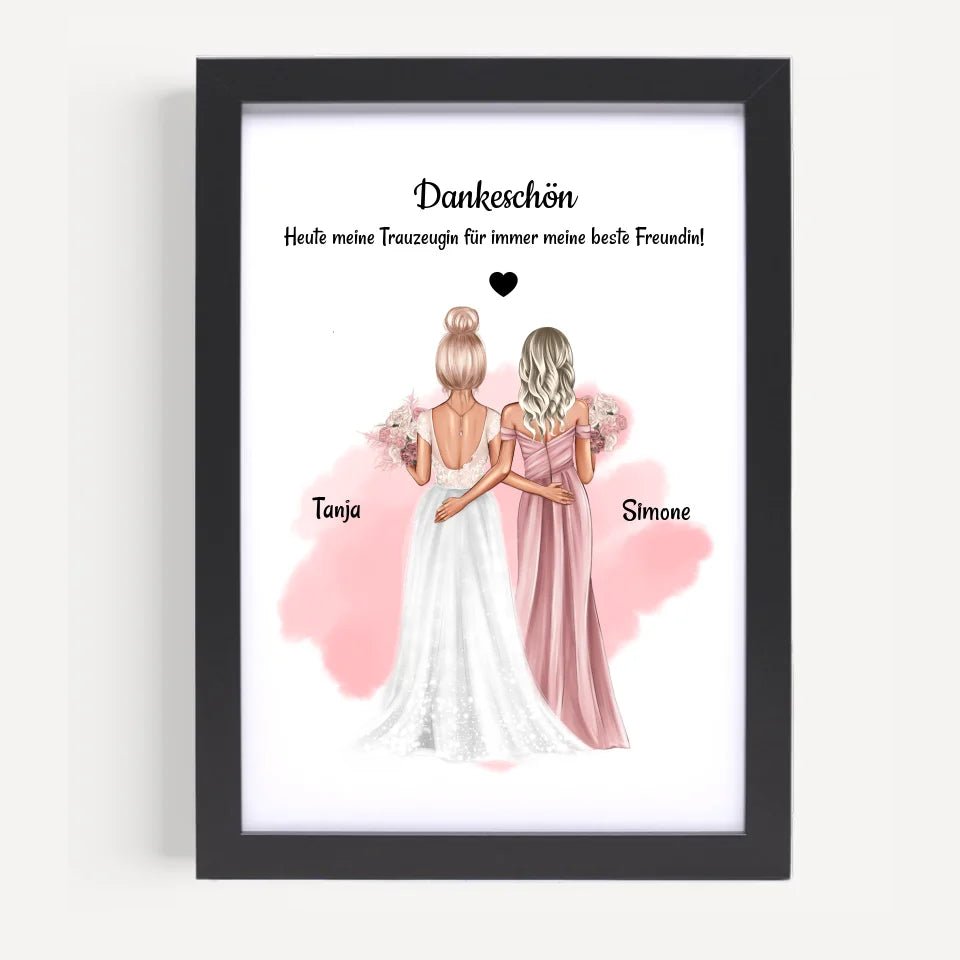 Dankeschön Bild für Trauzeugin Geschenk von Braut personalisiert - Cantty