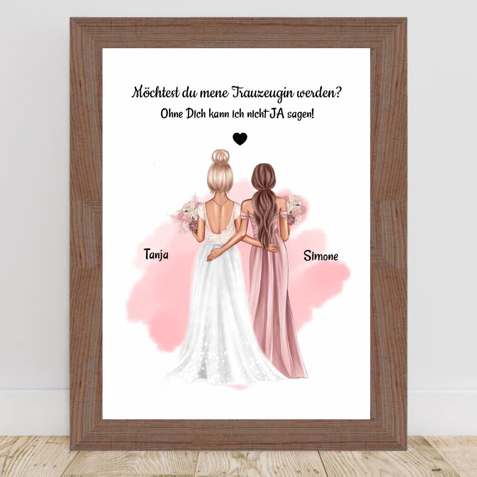 Trauzeugin Fragen Poster Geschenk mit Namen & Spruch personalisiert - Cantty