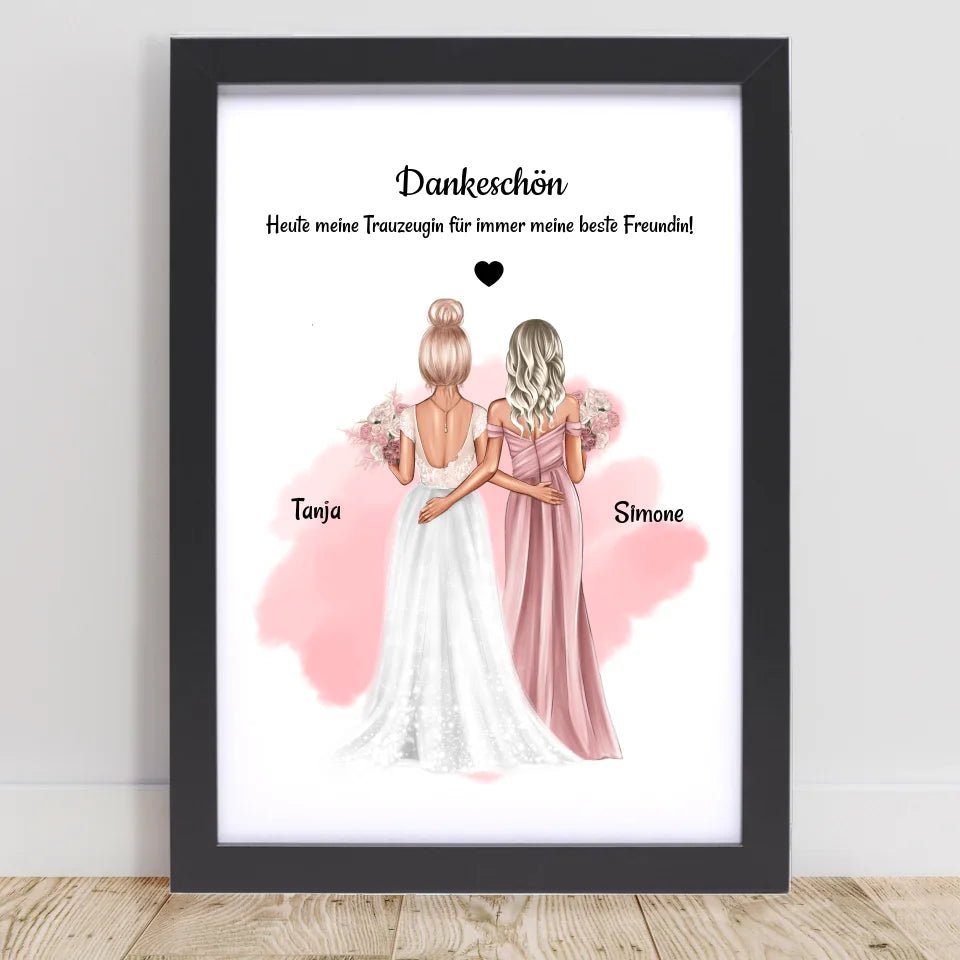 Dankeschön Bild für Trauzeugin Geschenk von Braut personalisiert - Cantty
