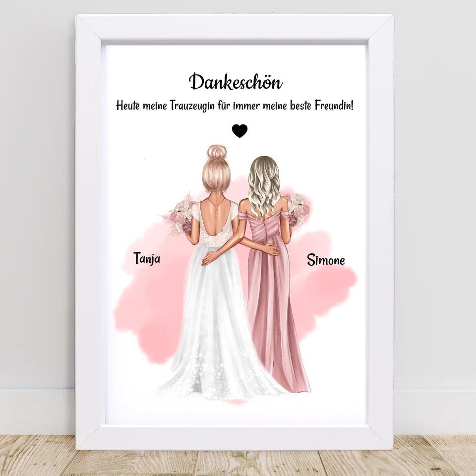 Dankeschön Bild für Trauzeugin Geschenk von Braut personalisiert - Cantty