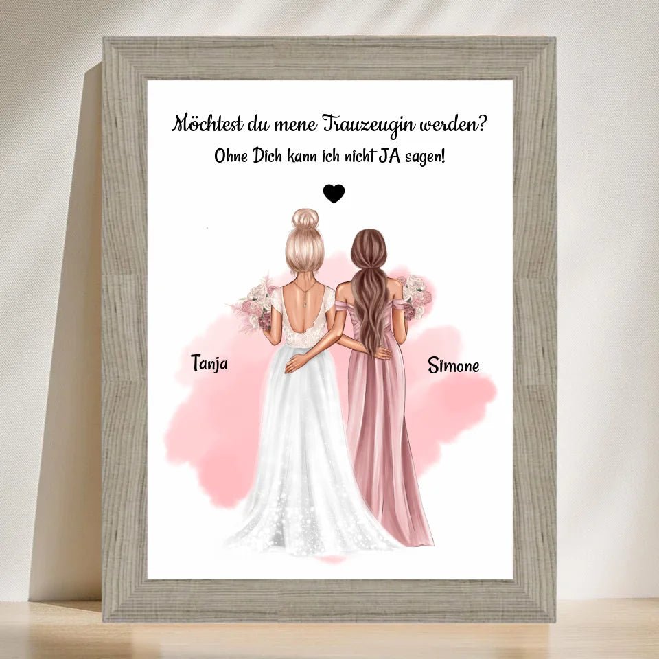 Trauzeugin Fragen Poster Geschenk mit Namen & Spruch personalisiert - Cantty