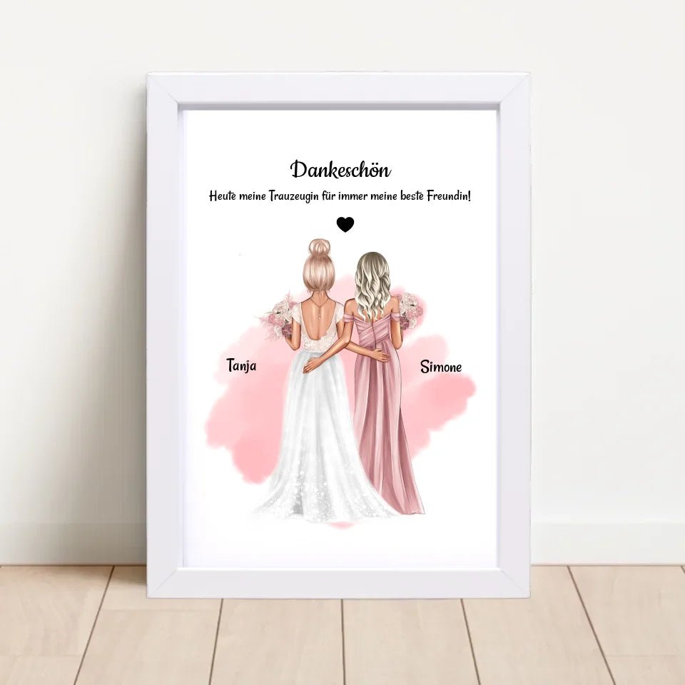 Dankeschön Bild für Trauzeugin Geschenk von Braut personalisiert - Cantty