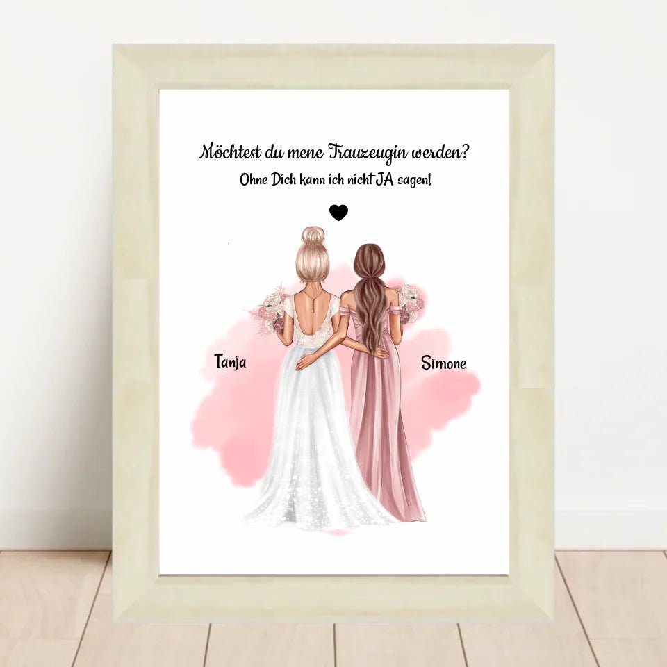Trauzeugin Fragen Poster Geschenk mit Namen & Spruch personalisiert - Cantty