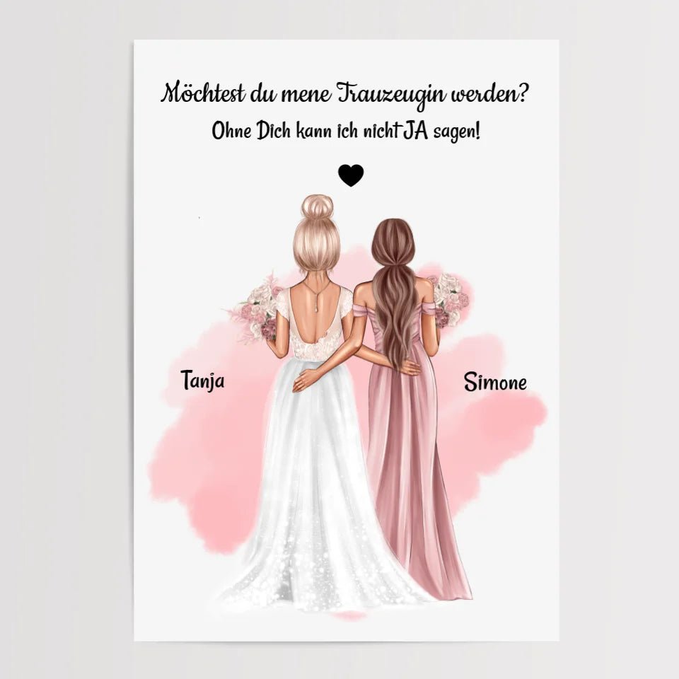 Trauzeugin Fragen Poster Geschenk mit Namen & Spruch personalisiert - Cantty