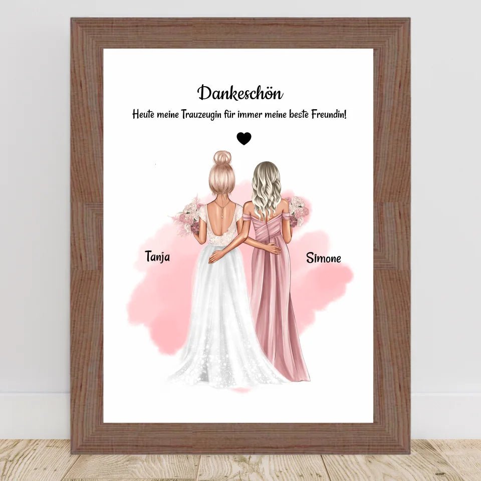 Dankeschön Bild für Trauzeugin Geschenk von Braut personalisiert - Cantty