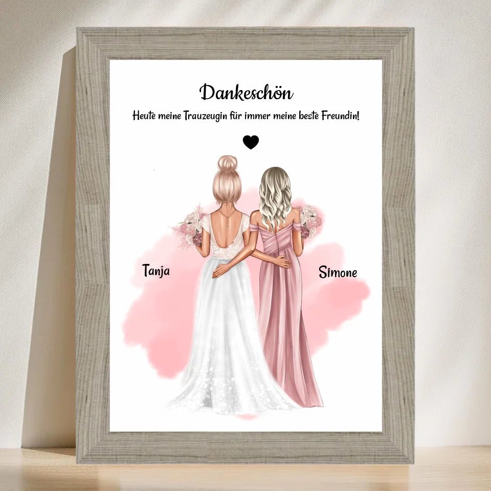 Dankeschön Bild für Trauzeugin Geschenk von Braut personalisiert - Cantty