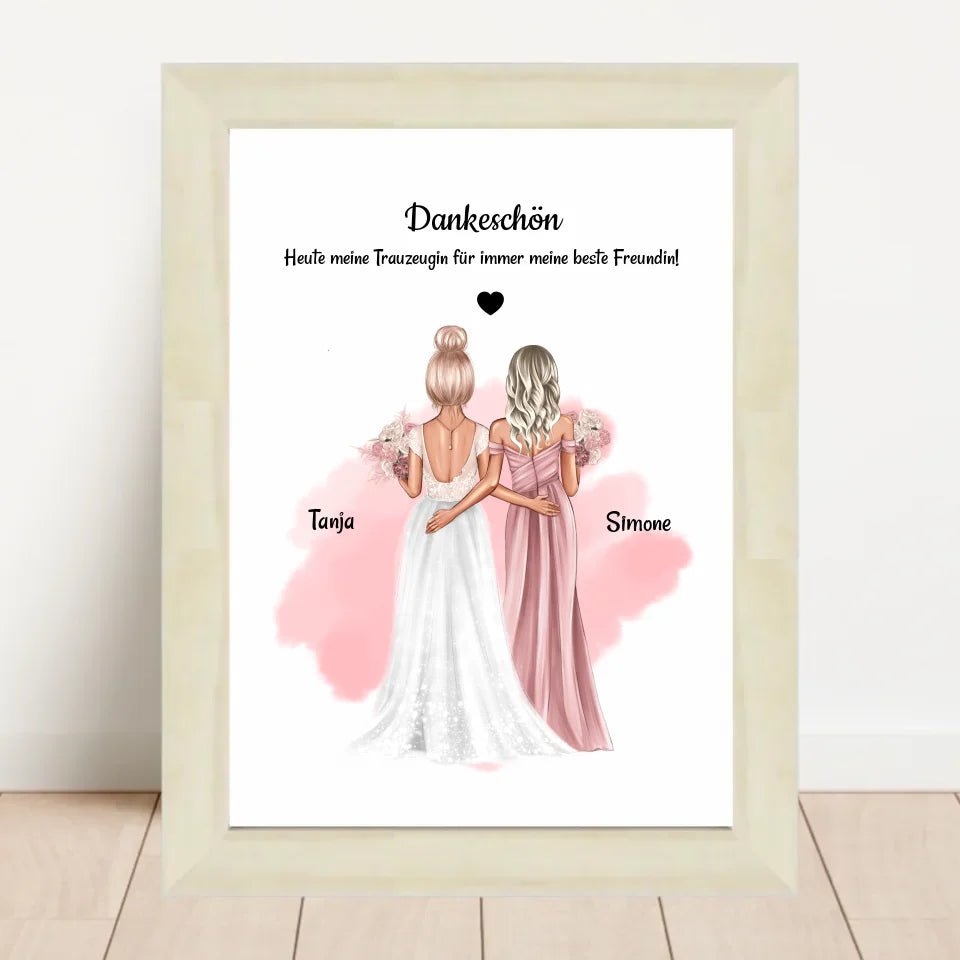 Dankeschön Bild für Trauzeugin Geschenk von Braut personalisiert - Cantty