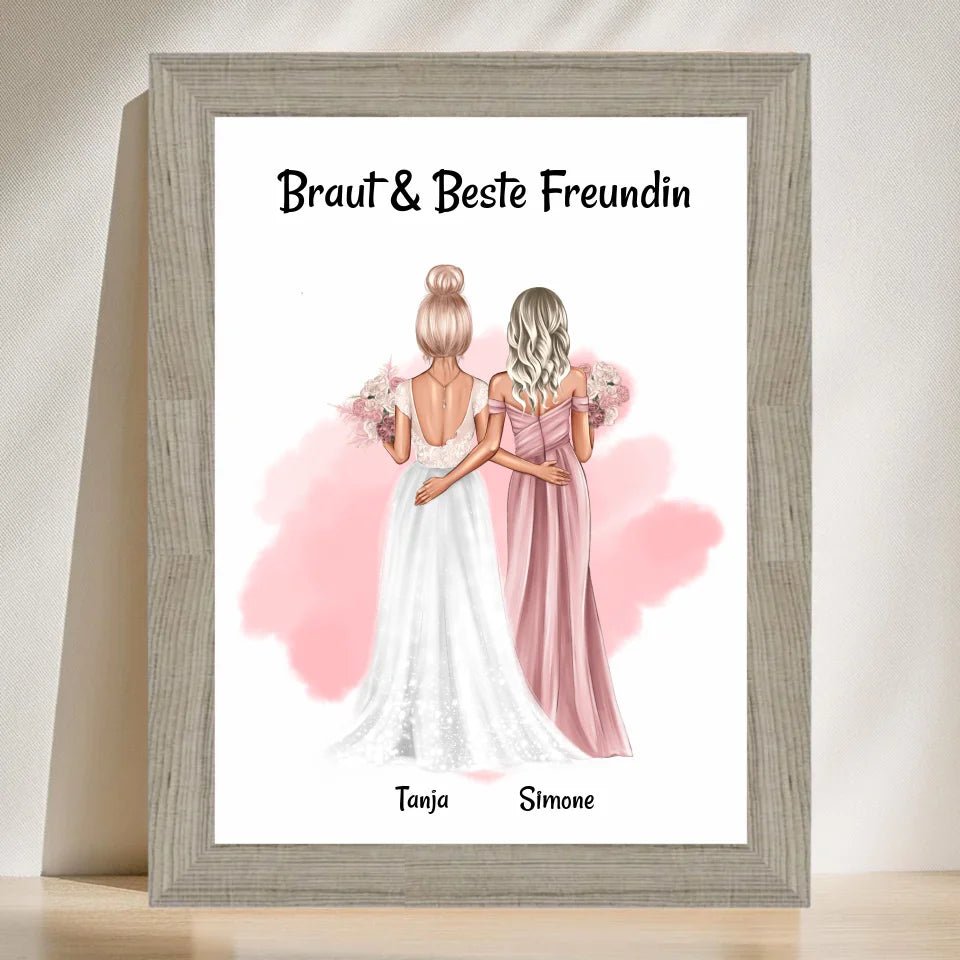 Brautjungfern Geschenk Bild an Braut personalisiert - Cantty