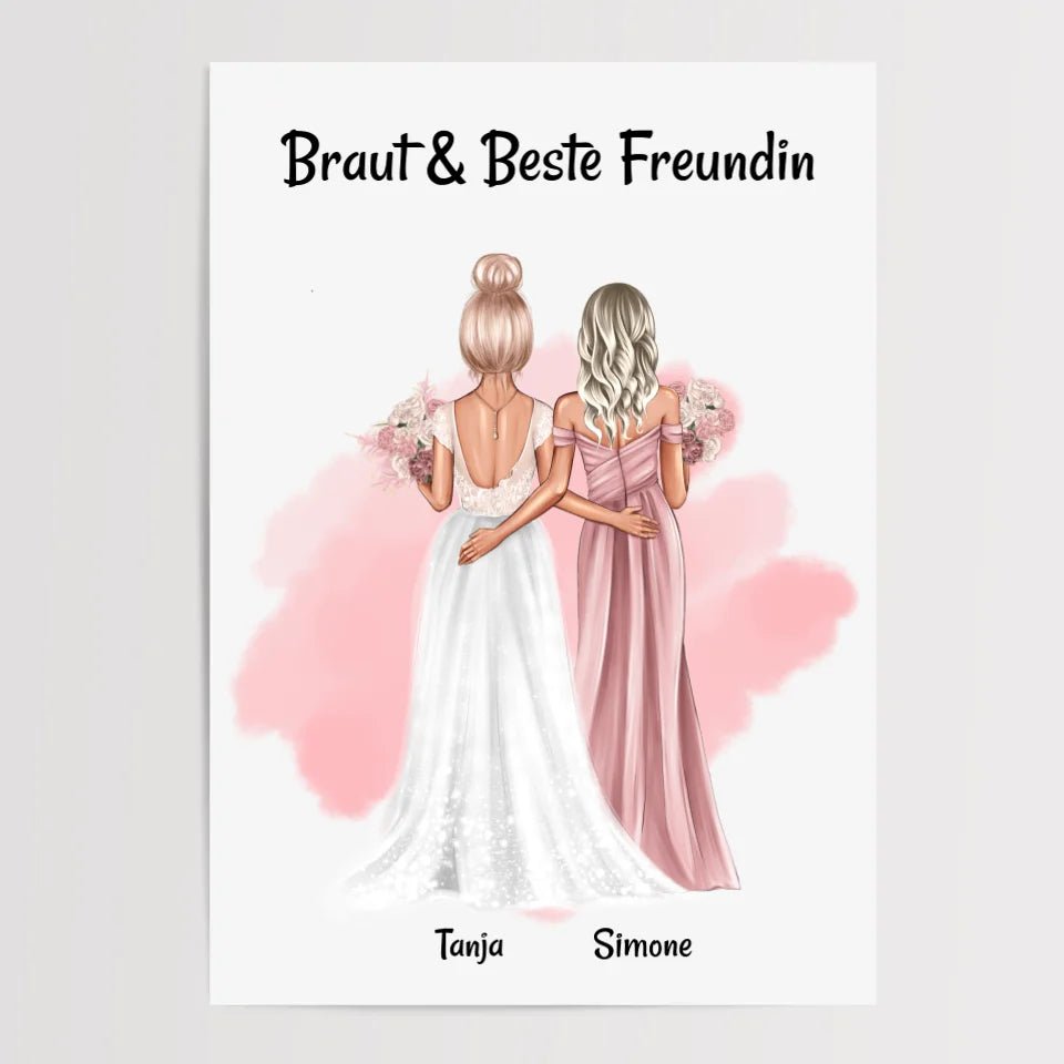 Brautjungfern Geschenk Bild an Braut personalisiert - Cantty