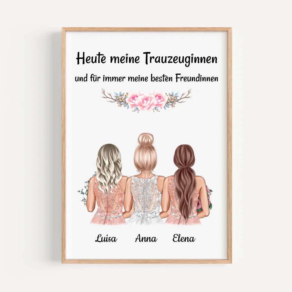 Danke Geschenk Bild für 2 Trauzeuginnen von Braut - Cantty