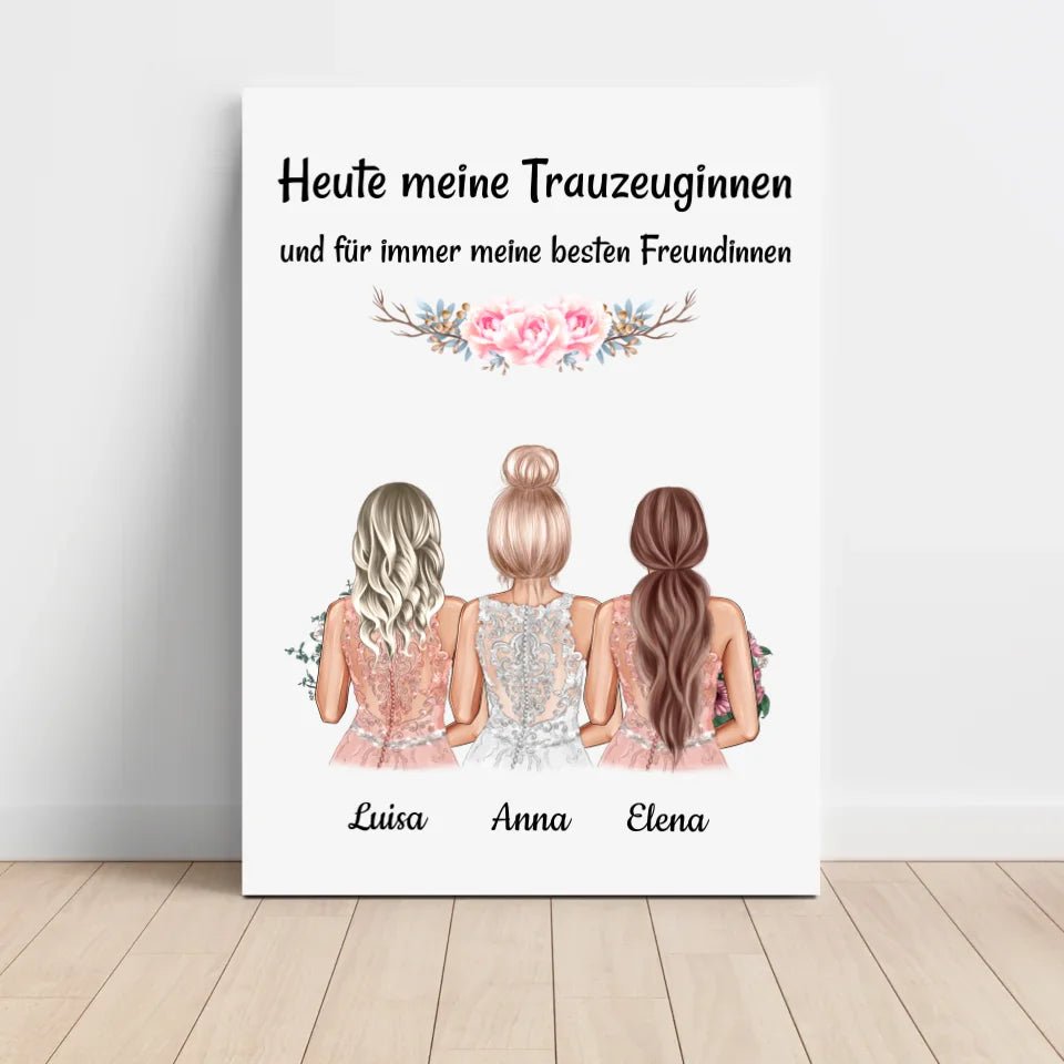 Danke Geschenk Bild für 2 Trauzeuginnen von Braut - Cantty