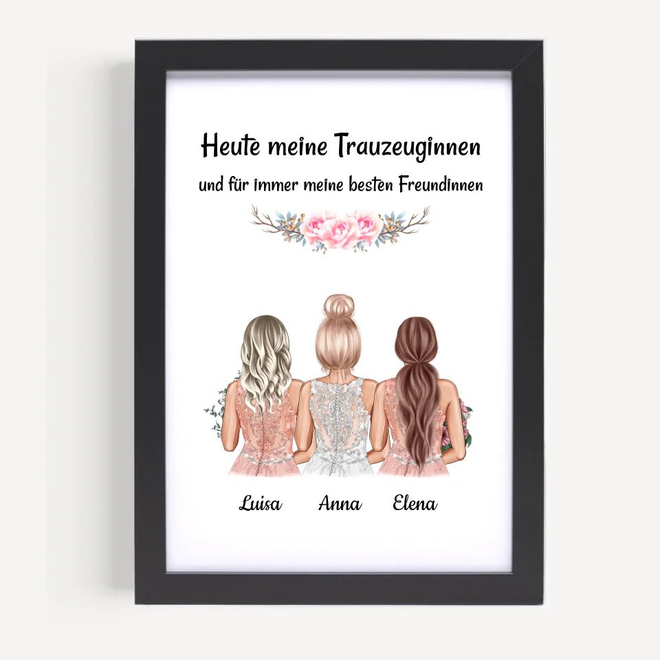 Danke Geschenk Bild für 2 Trauzeuginnen von Braut - Cantty