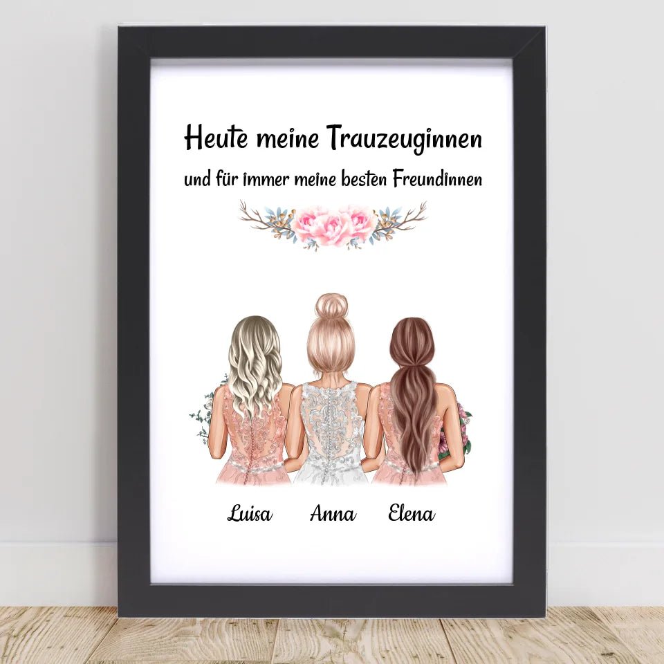 Danke Geschenk Bild für 2 Trauzeuginnen von Braut - Cantty