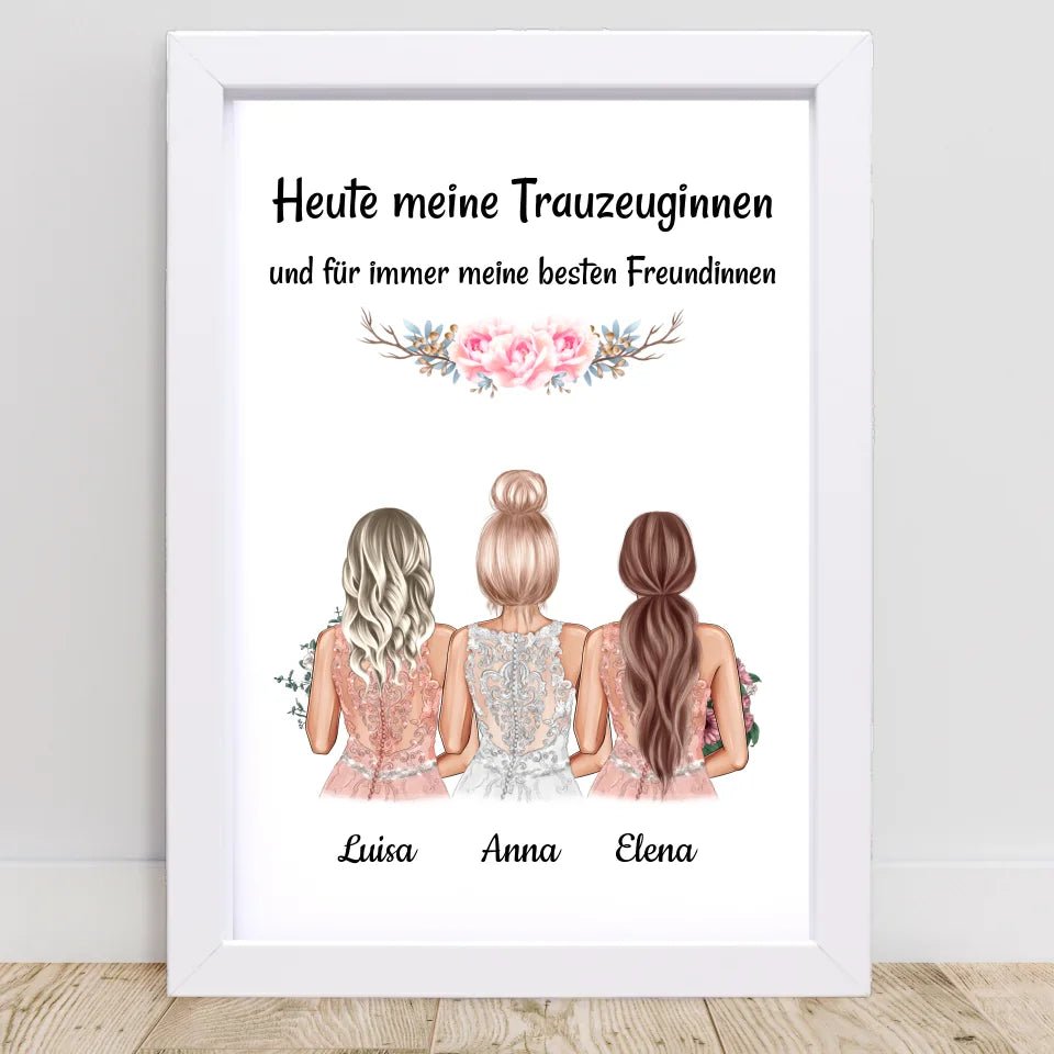 Danke Geschenk Bild für 2 Trauzeuginnen von Braut - Cantty