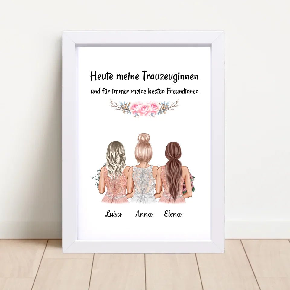 Danke Geschenk Bild für 2 Trauzeuginnen von Braut - Cantty