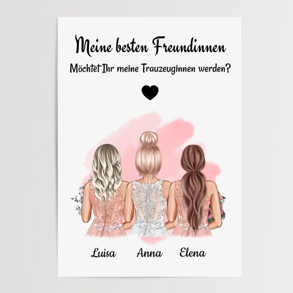 Trauzeuginnen Fragen Bild Geschenk personalisiert - Cantty