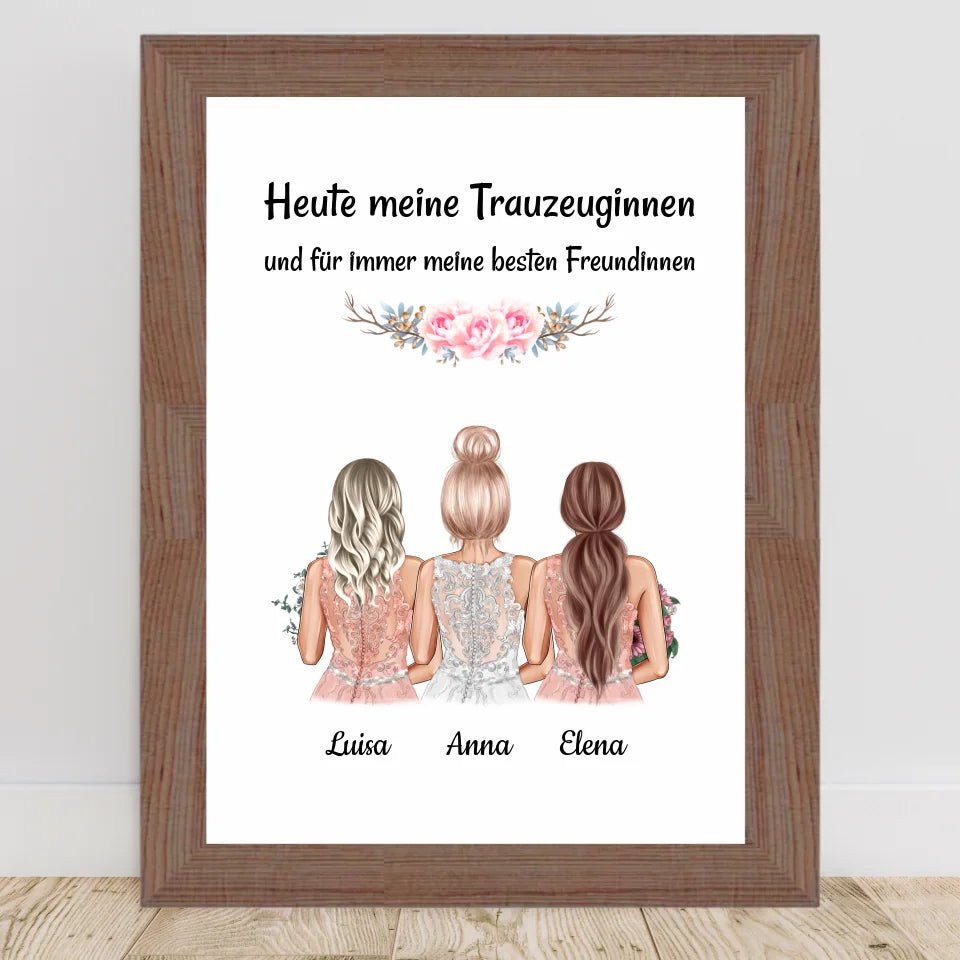 Danke Geschenk Bild für 2 Trauzeuginnen von Braut - Cantty