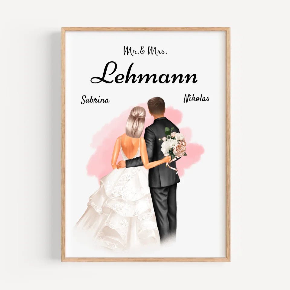 Mr und Mrs Geschenk Poster Brautpaar - Cantty