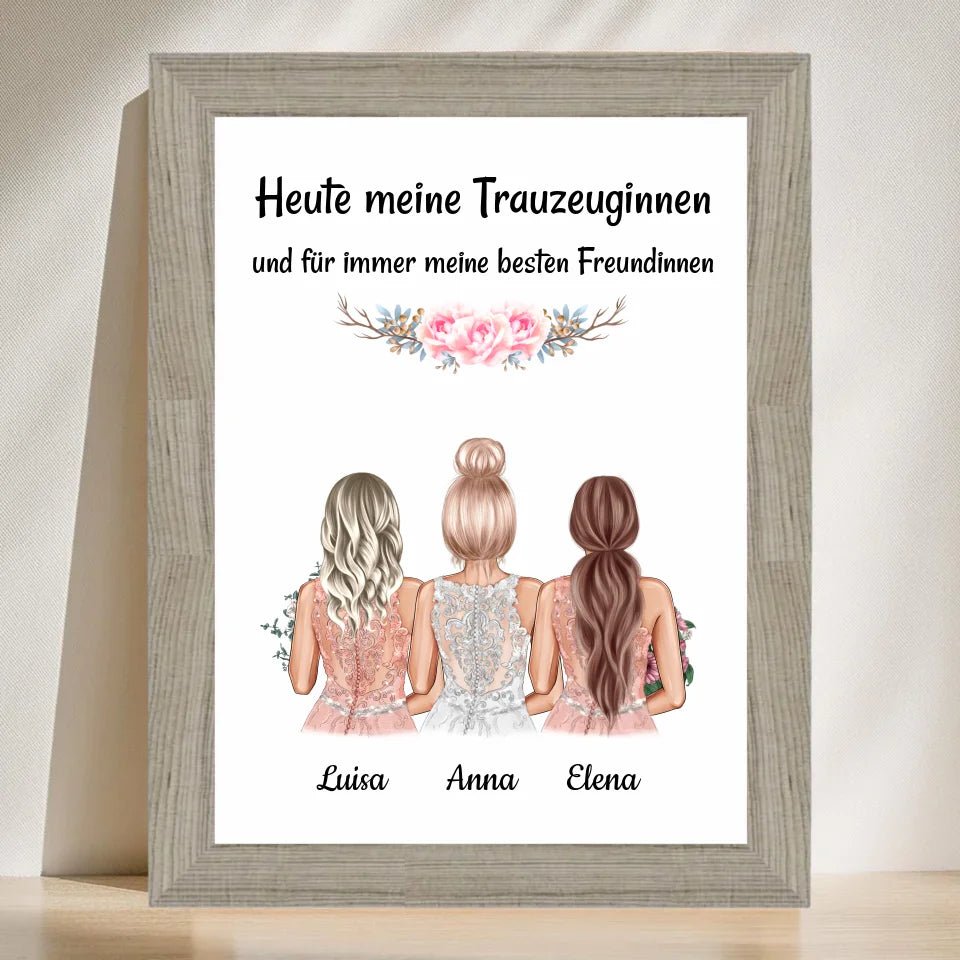 Danke Geschenk Bild für 2 Trauzeuginnen von Braut - Cantty